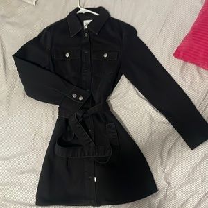 belted zara denim dress